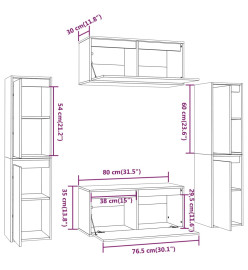 Meubles TV 6 pcs Gris Bois massif de pin