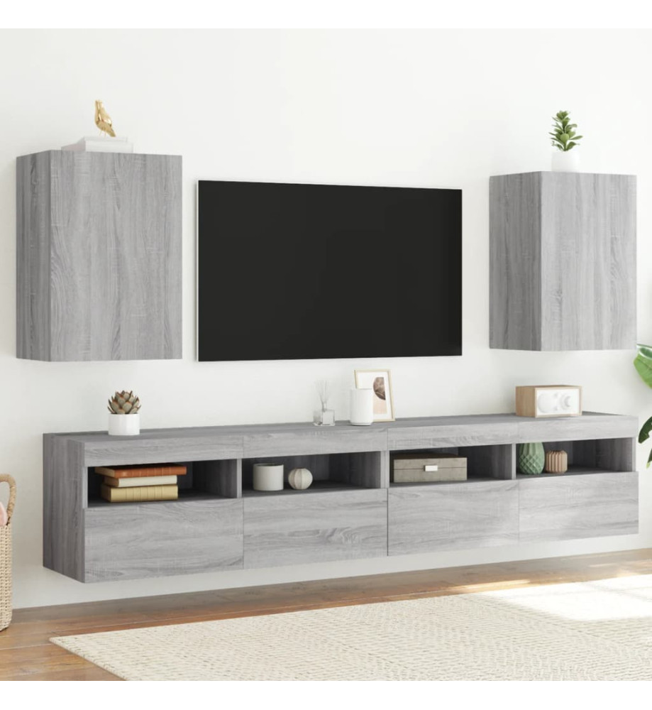 Meubles TV muraux 2pcs sonoma gris 40,5x30x60cm bois ingénierie