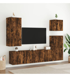 Meuble TV mural chêne fumé 40,5x30x90 cm bois d'ingénierie