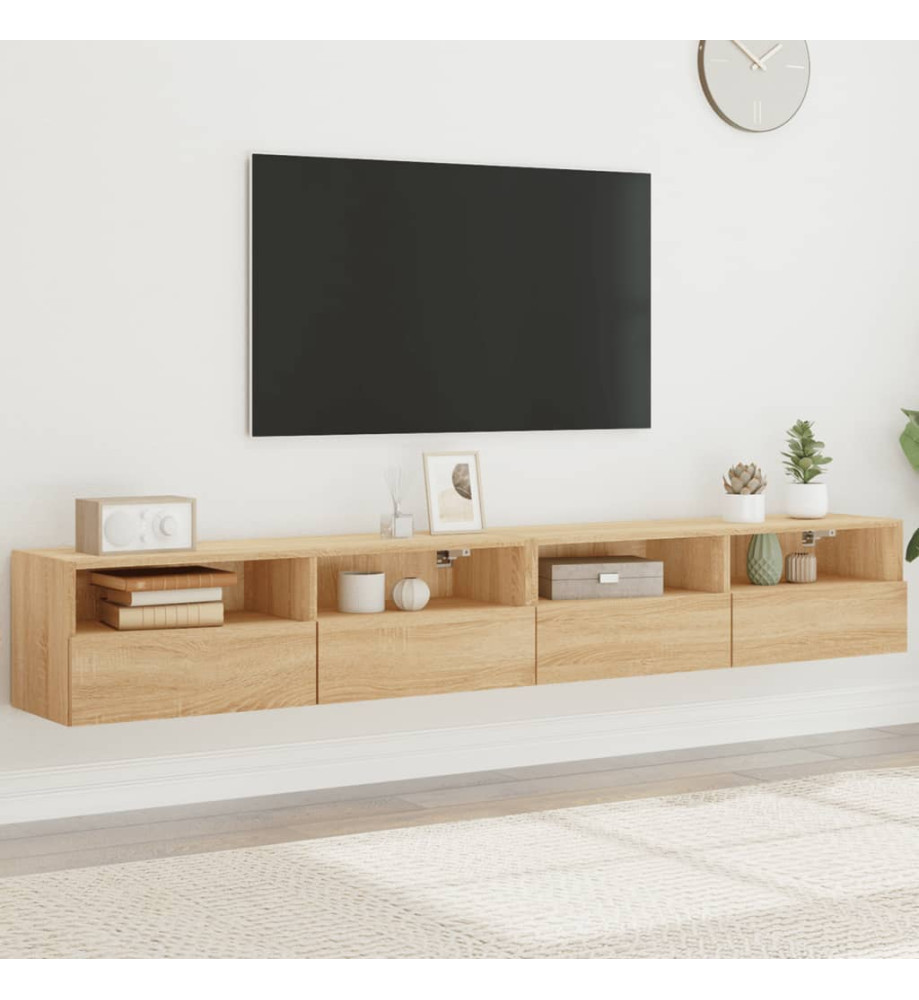 Meubles TV muraux 2pcs chêne sonoma 100x30x30cm bois ingénierie