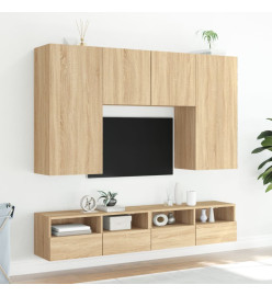 Meubles TV muraux 2pcs chêne sonoma 100x30x30cm bois ingénierie