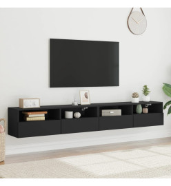 Meubles TV muraux 2 pcs noir 100x30x30 cm bois d'ingénierie