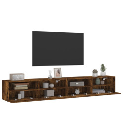 Meubles TV muraux 2pcs chêne fumé 100x30x30cm bois d'ingénierie