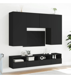 Meuble TV mural noir 80x30x30 cm bois d'ingénierie