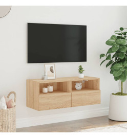 Meuble TV mural chêne sonoma 80x30x30 cm bois d'ingénierie