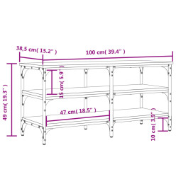 Banc à chaussures chêne sonoma 100x38,5x49 cm bois d'ingénierie