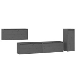 Meubles TV 4 pcs Gris Bois massif de pin