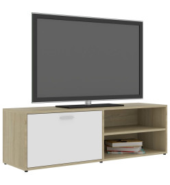 Meuble TV Blanc et chêne sonoma 120x34x37 cm Aggloméré