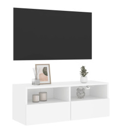 Meuble TV mural blanc 80x30x30 cm bois d'ingénierie