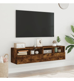 Meubles TV muraux 2 pcs chêne fumé 60x30x30cm bois d'ingénierie