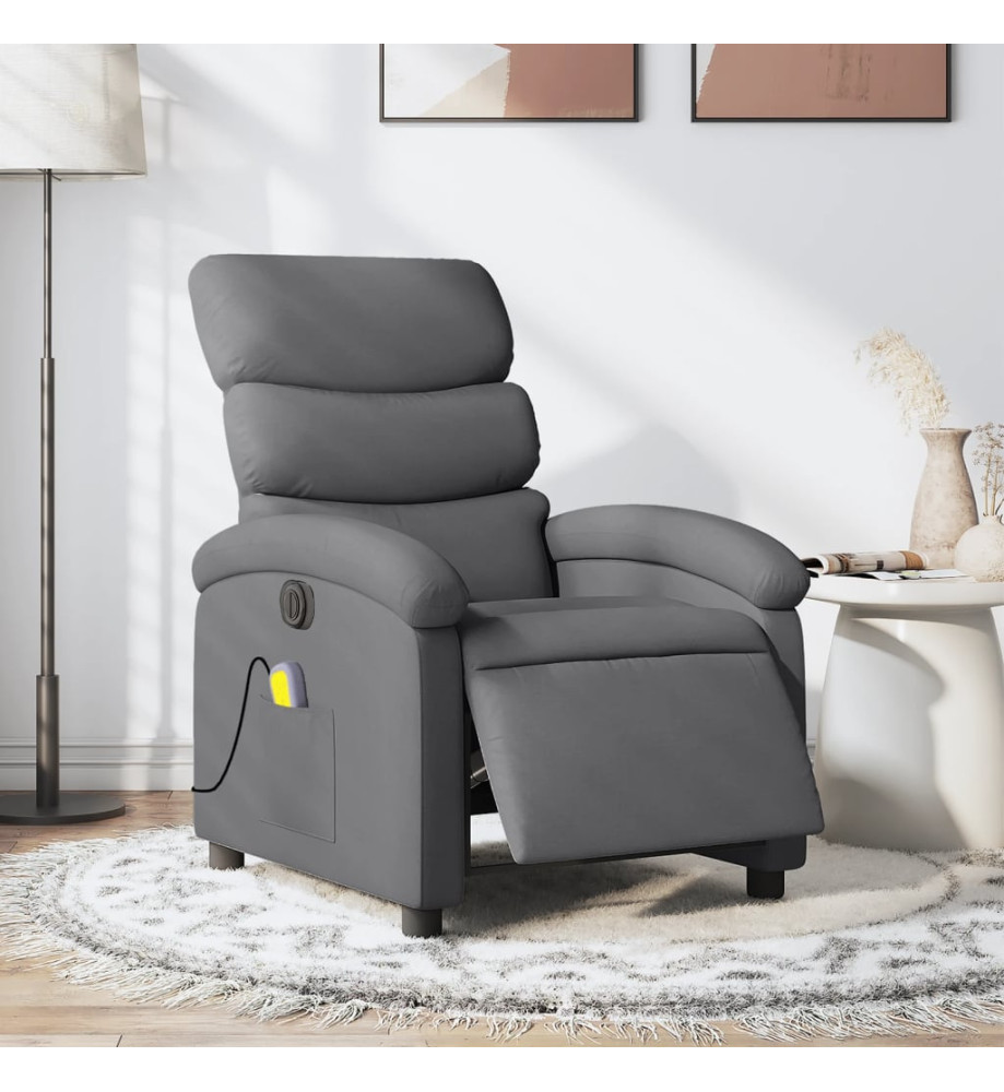 Fauteuil inclinable de massage électrique gris foncé tissu