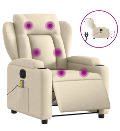 Fauteuil inclinable de massage électrique crème tissu