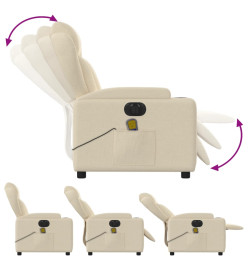 Fauteuil inclinable de massage électrique crème tissu