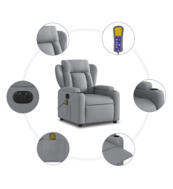 Fauteuil de massage inclinable électrique gris clair tissu