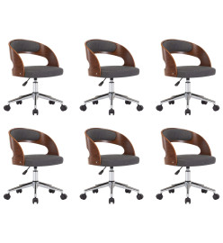 Chaises pivotantes à manger lot de 6 gris bois courbé et tissu