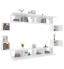 Ensemble de meubles TV 8 pcs Blanc Bois d'ingénierie