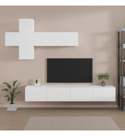 Ensemble de meubles TV 7 pcs Blanc Bois d'ingénierie