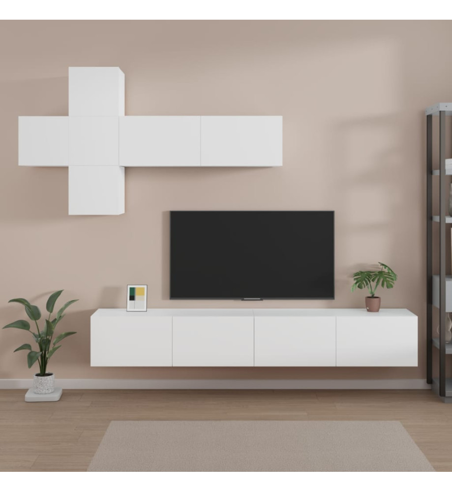 Ensemble de meubles TV 7 pcs Blanc Bois d'ingénierie