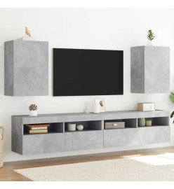 Meubles TV muraux 2 pcs gris béton 40,5x30x60cm bois ingénierie