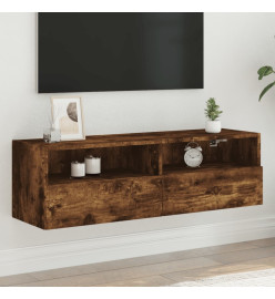 Meuble TV mural chêne fumé 100x30x30 cm bois d'ingénierie