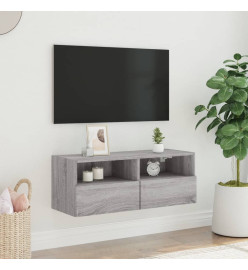 Meuble TV mural sonoma gris 80x30x30 cm bois d'ingénierie