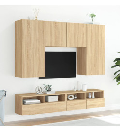 Meubles TV muraux 2 pcs chêne sonoma 80x30x30cm bois ingénierie