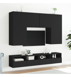 Meubles TV muraux 2 pcs noir 80x30x30 cm bois d'ingénierie