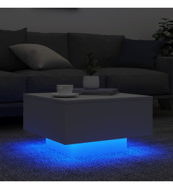 Table basse avec lumières LED blanc 55x55x31 cm