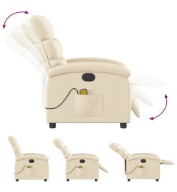 Fauteuil inclinable de massage électrique crème tissu