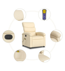 Fauteuil inclinable de massage électrique crème tissu