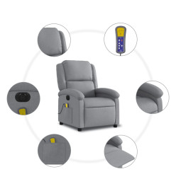 Fauteuil de massage inclinable électrique gris clair tissu