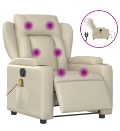 Fauteuil de massage inclinable électrique crème similicuir