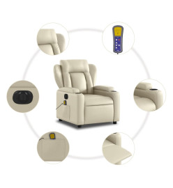 Fauteuil de massage inclinable électrique crème similicuir