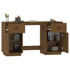 Bureau avec armoires Marron miel 135x50x75cm Bois massif de pin