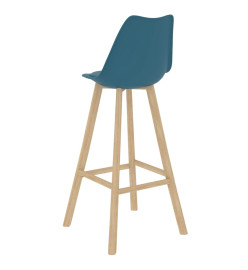 Tabourets de bar 2 pcs turquoise PP et bois de hêtre massif