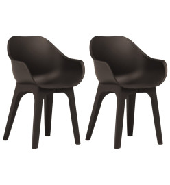 Chaises de jardin avec accoudoirs 2 pcs marron plastique