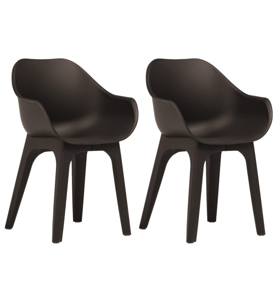 Chaises de jardin avec accoudoirs 2 pcs marron plastique Chaises de jardin avec accoudoirs 2 pcs marron plastique