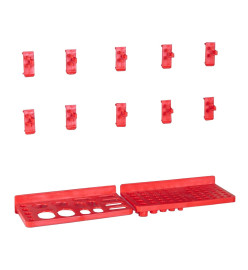 Kit de bacs de stockage et panneaux muraux 141pcs rouge et noir