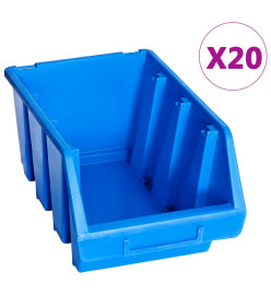 Bacs de rangement empilables 20 pcs bleu plastique