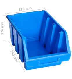 Bacs de rangement empilables 20 pcs bleu plastique