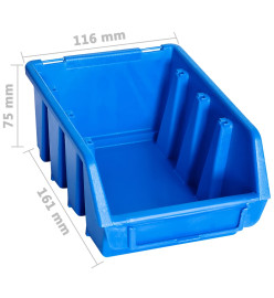 Bacs de rangement empilables 20 pcs bleu plastique