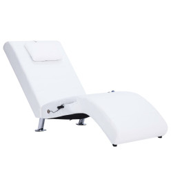 Chaise longue de massage avec oreiller Blanc Similicuir