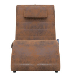 Chaise longue de massage avec oreiller Marron Similicuir daim