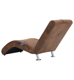 Chaise longue de massage avec oreiller Marron Similicuir daim