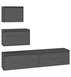 Meubles TV 4 pcs Gris Bois massif de pin