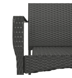 Ensemble à dîner de jardin et coussins 7pcs Noir Résine tressée