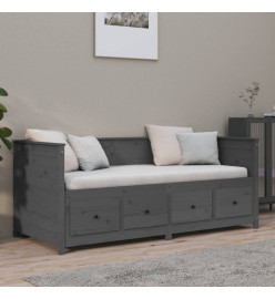 Lit de jour Gris 75x190 cm Bois de pin massif