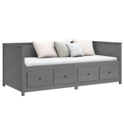 Lit de jour Gris 75x190 cm Bois de pin massif