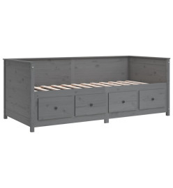 Lit de jour Gris 75x190 cm Bois de pin massif