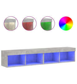 Meubles TV avec lumières LED 2 pcs gris béton 80x30x30 cm